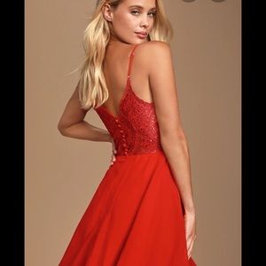 NWT Lulus Flirting with Forever Red dress Sz S